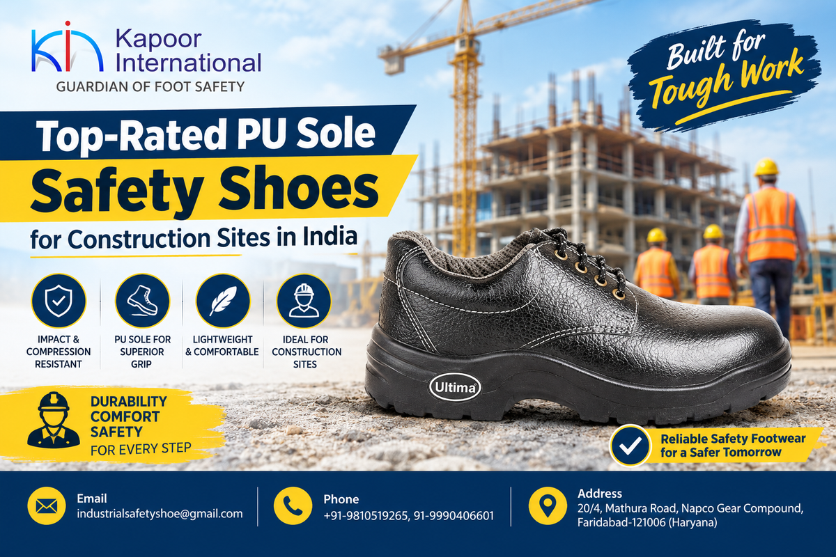 Top-Rated PU Sole Safety Shoes for Construction Sites in India