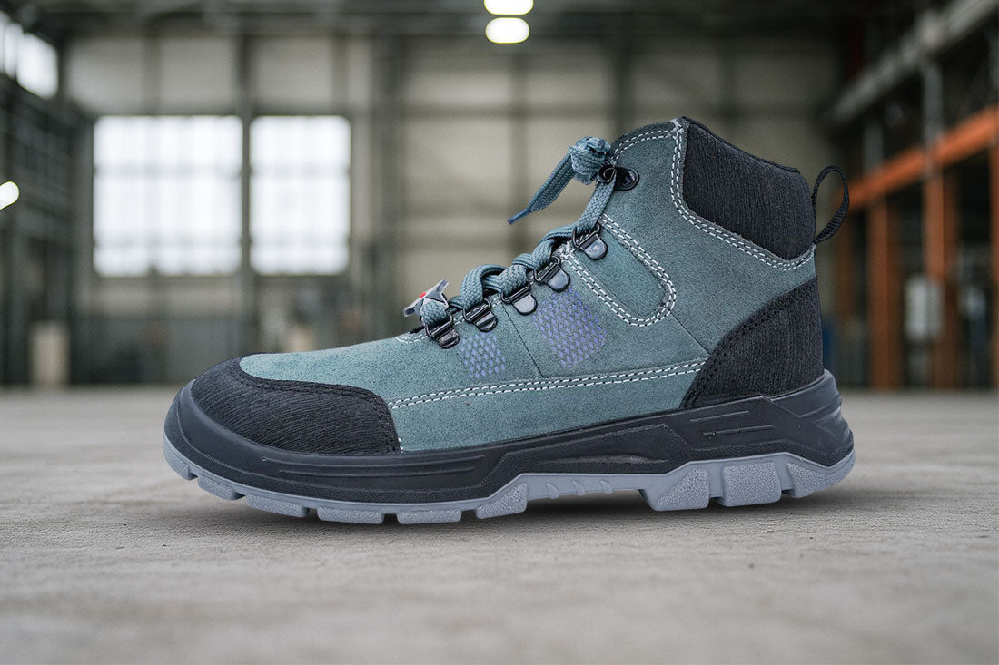 Upper – Green and black suede leather